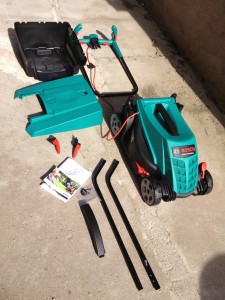 Montage utilisation tondeuse Bosch Rotak 32 Ergoflex filaire